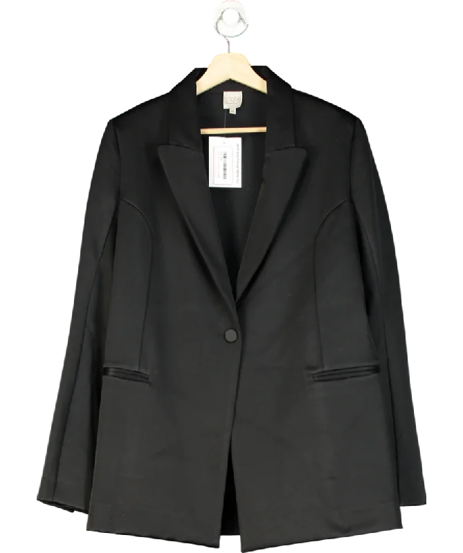 Hanne Bloch Black Satin Single Breasted Blazer One Size Women's Daily Blazer