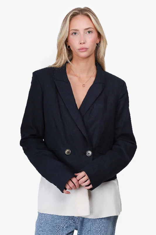 Jason Wu Black Linen Single Breast Blazer Size L Women's Unique Blazer