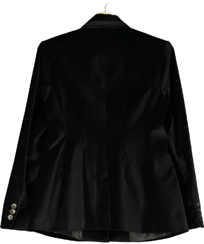 Karen Millen Black Velvet Grosgrain Blazer UK 10 Women's Vacation Suit