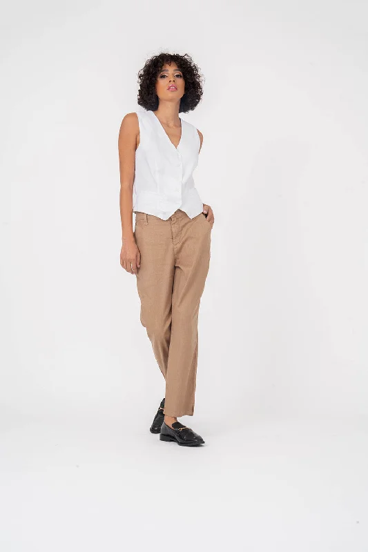 Kelly Trouser Pant by Level 99 in Sandcastle Wide Leg Loose Fit Mid Waist