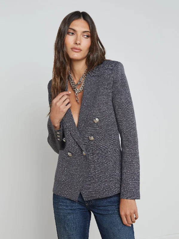 Kenzie Metallic Knit Blazer - Dark Shadow Cotton Blend Blazer