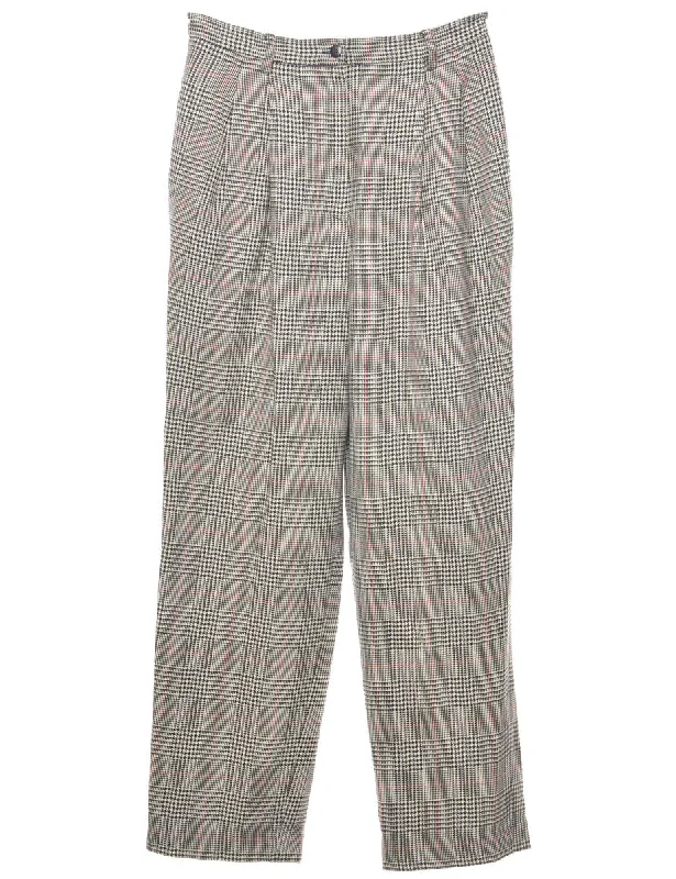 Lord and Taylor Grey Dogtooth Check Trousers - W29 L29 Trousers Custom Made