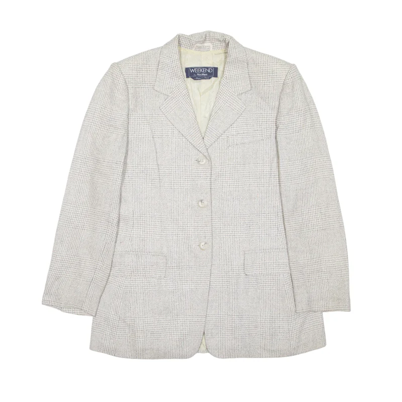 MAX MARA Weekend Blazer Jacket Beige Wool 90s Check Womens L Women's Pencil Blazer