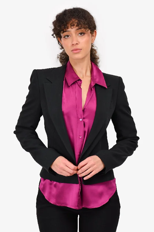 McQ by Alexander McQueen Wool Black Cropped Blazer Size 38 Women's Vintage Suit