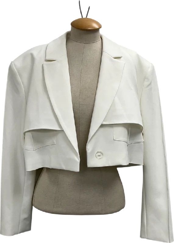 NA-KD White Hanna Schoenberg X Na-kd Cropped Blazer UK 10 Women's Unique Blazer