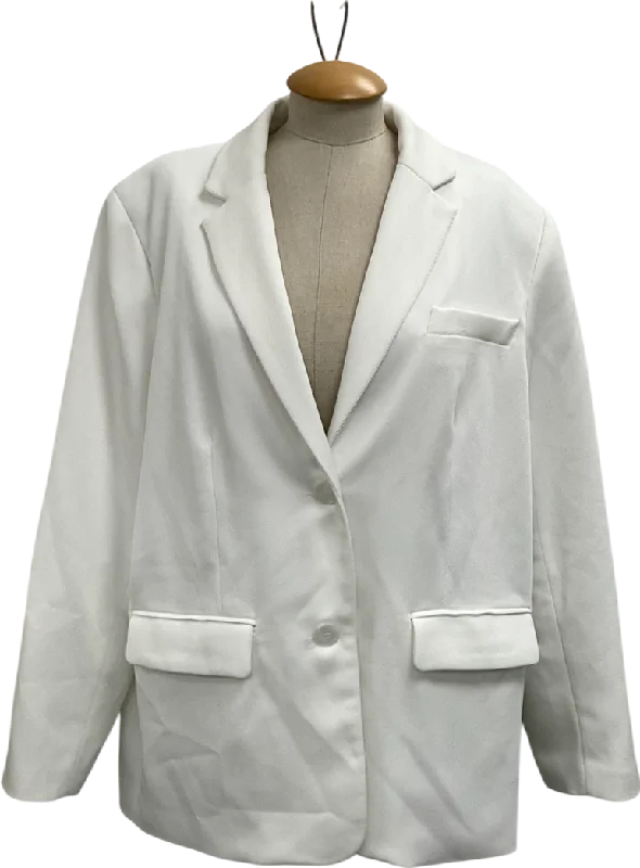 NA-KD White Maxi Oversized Blazer UK 10 Women's Trendy Jacket