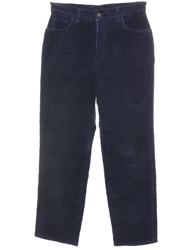 Navy Corduroy Straight-Fit Trousers - W30 L27 Trousers stylish elegant