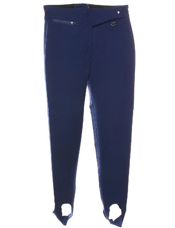 Navy Stirrup Leg Trousers - W28 L27 Trousers cozy comfortable