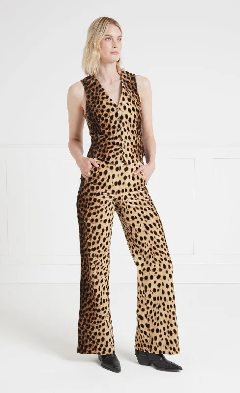 Nemera Trousers - Leopard Print Trousers Pleated Formal