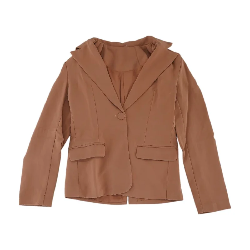 Peach Solid Blazer Summer Women's Jacket