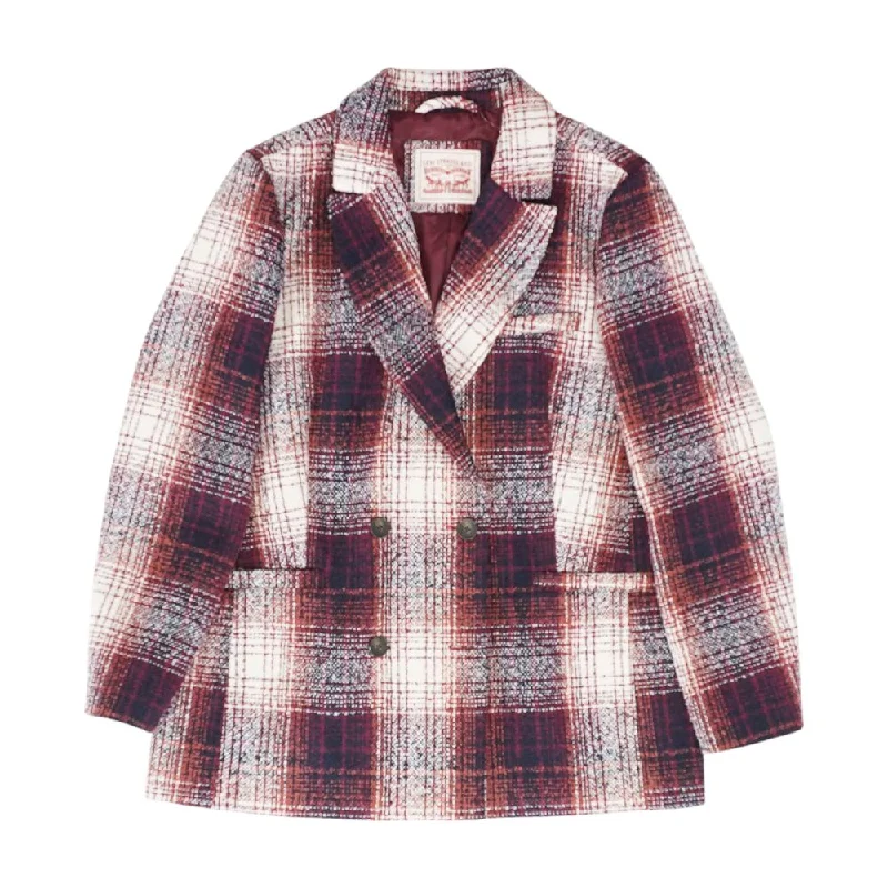 Red Plaid Blazer Women's Vintage Jacket