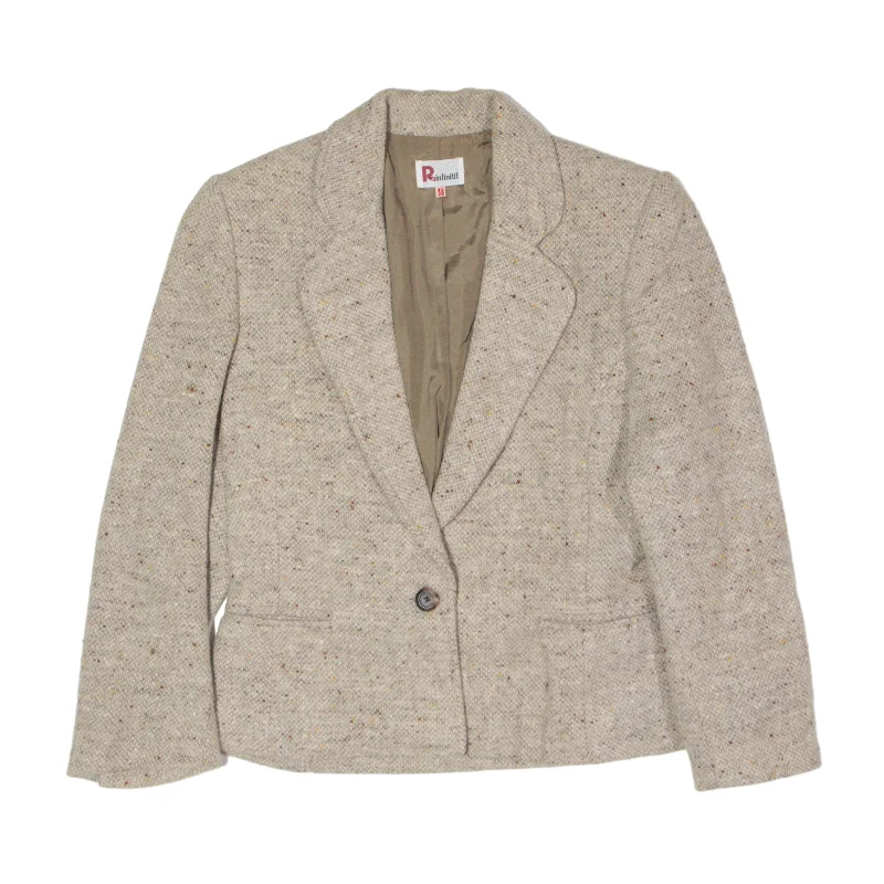 RINFINITIF Blazer Jacket Beige Wool 80s Womens M Women's Travel Jacket