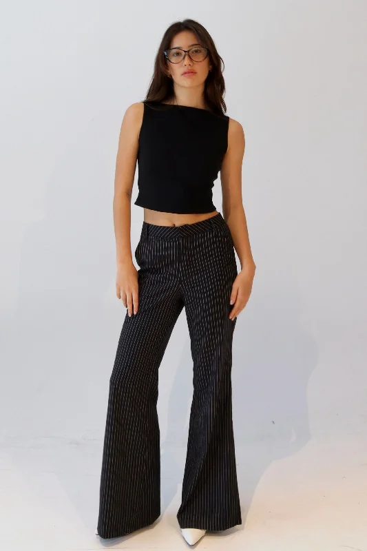 SCG MADE | Lucy High-rise Striped Trousers Trousers Lace Delicate