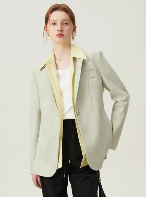 Sophisticated Layered Look Blazer Linen Women's Suit