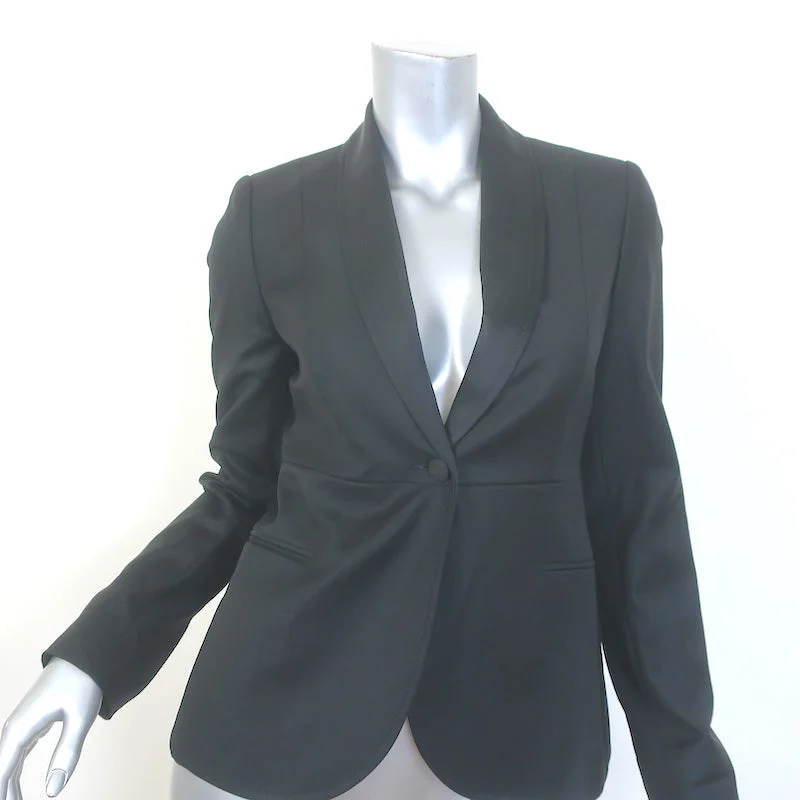 Stella McCartney Blazer Black Wool-Silk Size 38 One-Button Jacket Women's Luxurious Suit