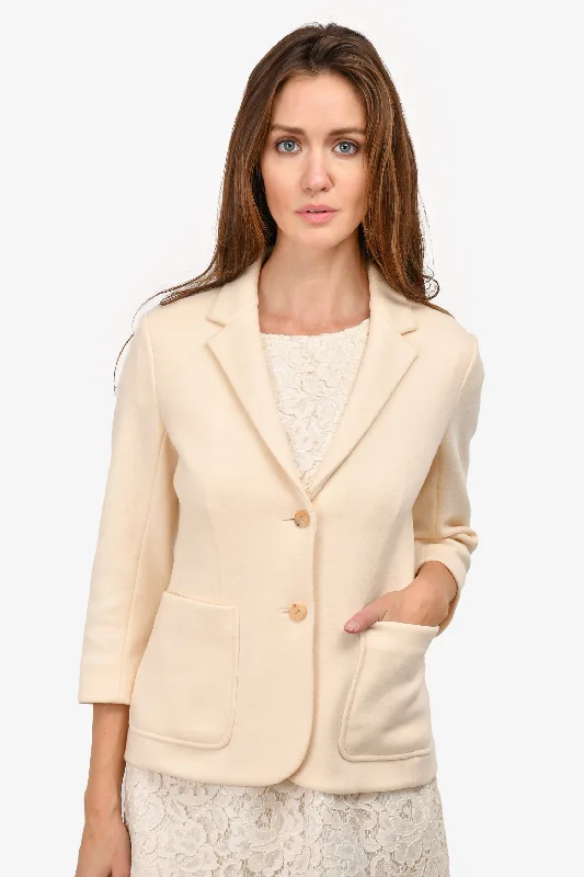 The Row Cream Wool Single Breasted Button Blazer Size 6 Women's Warm Suit