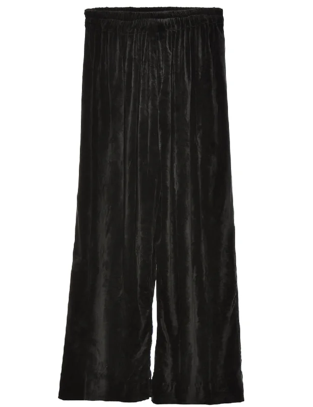 Velvet Fabric Black Trousers - W24 L27 Trousers Designer Luxury