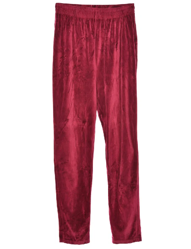 Velvet Fabric Maroon Trousers - W28 L33 Trousers Handmade Artisanal