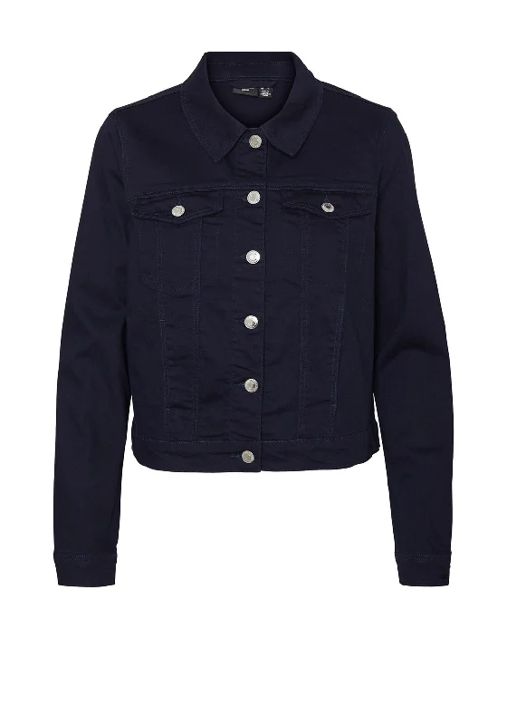 Vero Moda Wild Soya Short Denim Jacket, Navy Blazer Women's Denim Suit