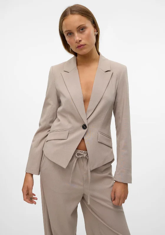 Vero Moda Babette Fitted Blazer, Taupe Women's Lightweight Blazer