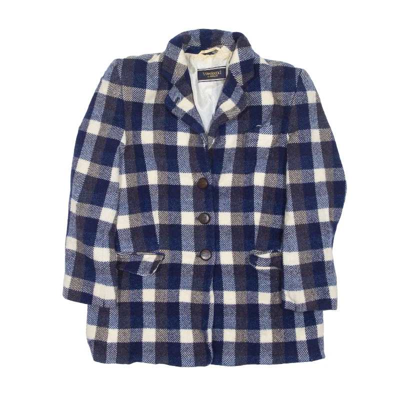 WEEKEND Blazer Flannel Jacket Blue Check Womens XS Women's Vintage Jacket