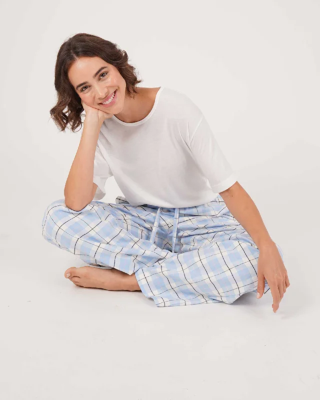 Women's Brushed Cotton Pyjama Trousers - Fulmer Check Trousers Travel Practical