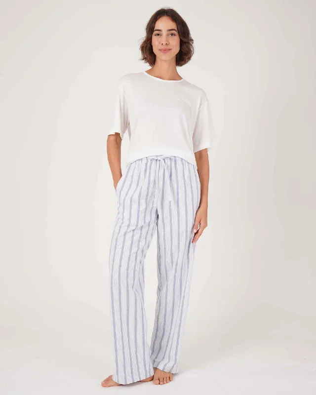 Women's Brushed Cotton Pyjama Trousers - Ripple Stripe Trousers Evening Elegant