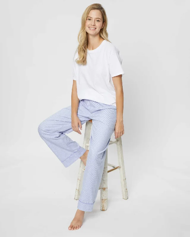 Women's Brushed Cotton Pyjama Trousers - Willet Blue Trousers Bridal Satin