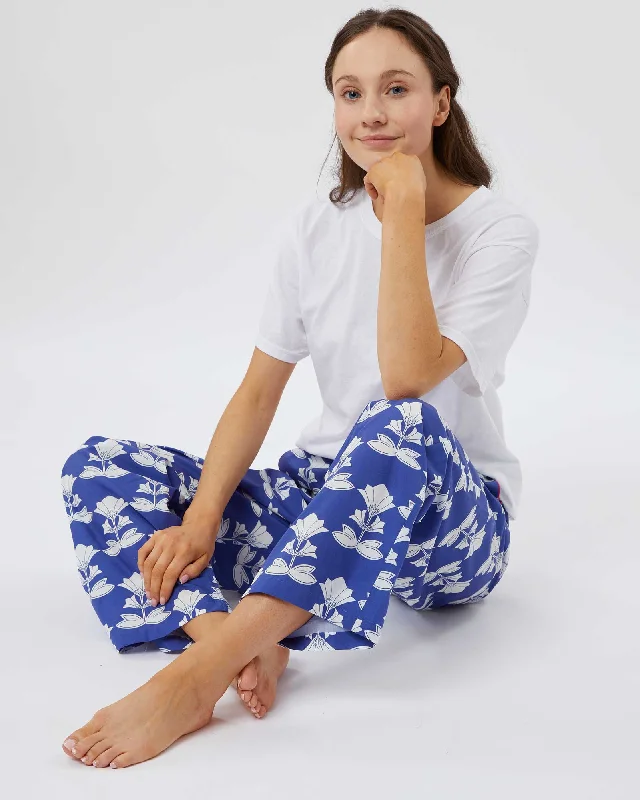 Women's Classic Cotton Lucinda Pyjama Trousers - Sezincote Floral Trousers Low Rise Relaxed