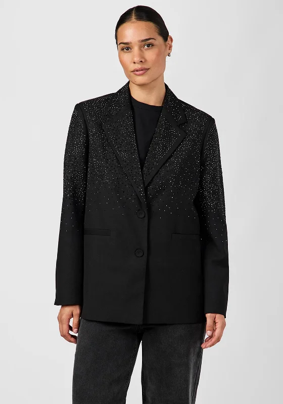 Y.A.S Stars Embellished Blazer, Black Women's Denim Suit