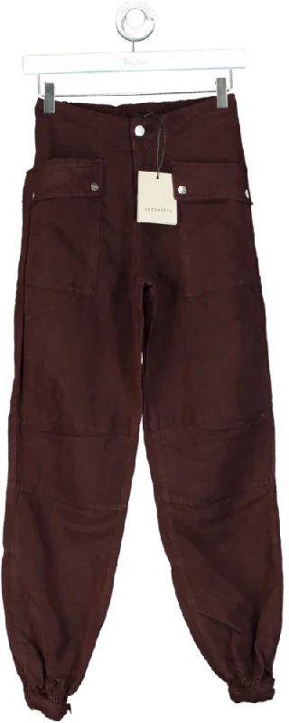 AllSaints Dark Wine Red Val Trouser UK 6 Trousers Seasonal Trendy