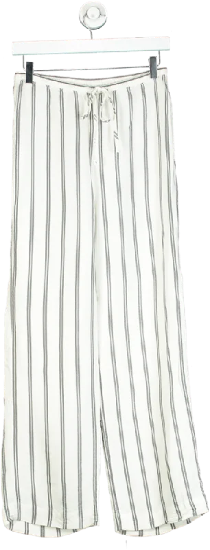 & Other Stories White Striped Drawstring Trousers UK XS Trousers sophisticated sleek