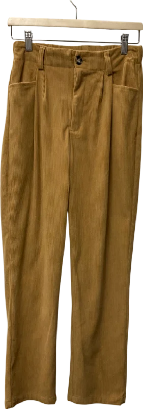 Beige Corduroy Trousers UK S Trousers Pleated Formal