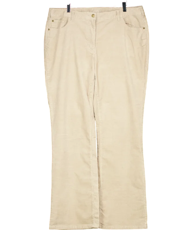 Boden Beige Corduroy Bootleg Trousers Long UK 18 Trousers Modern Contemporary