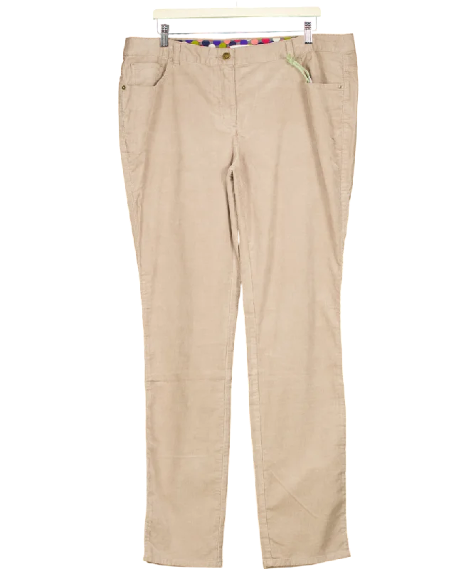 Boden Beige 5 Pocket Corduroy Slim Trousers Long UK 18 Trousers Designer Luxury