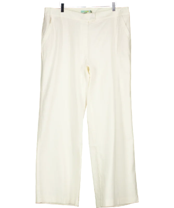 Boden White Mina Linen Trouser UK 18 Trousers Top Rated