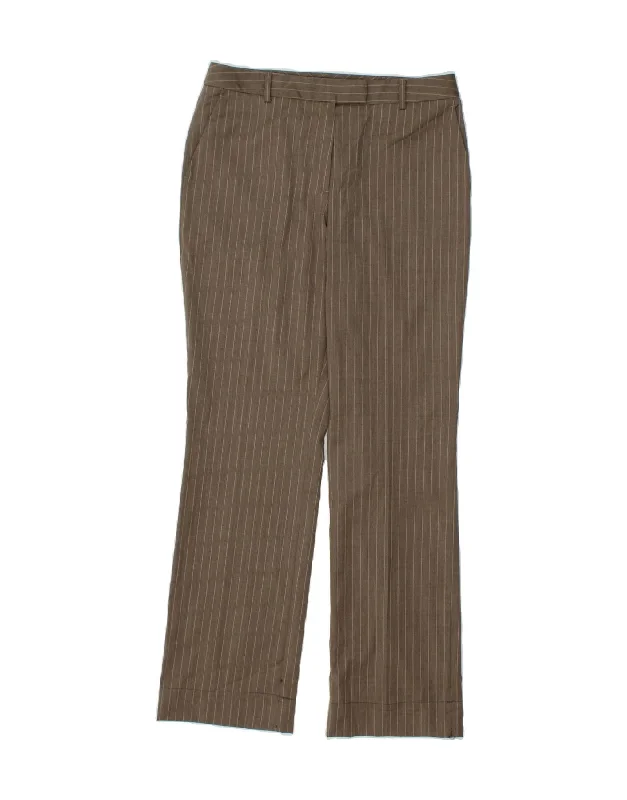 BROOKS BROTHERS Womens Suit Trousers US 8 Medium W30 L32 Brown Striped Trousers Yoga Stretchy