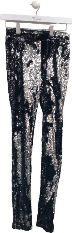 Filles A Papa Black Sequin Trousers XS Trousers chic elegant