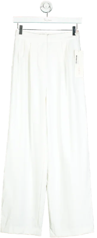 Goelia White Wide Leg Trousers UK 8 Trousers fashionable chic