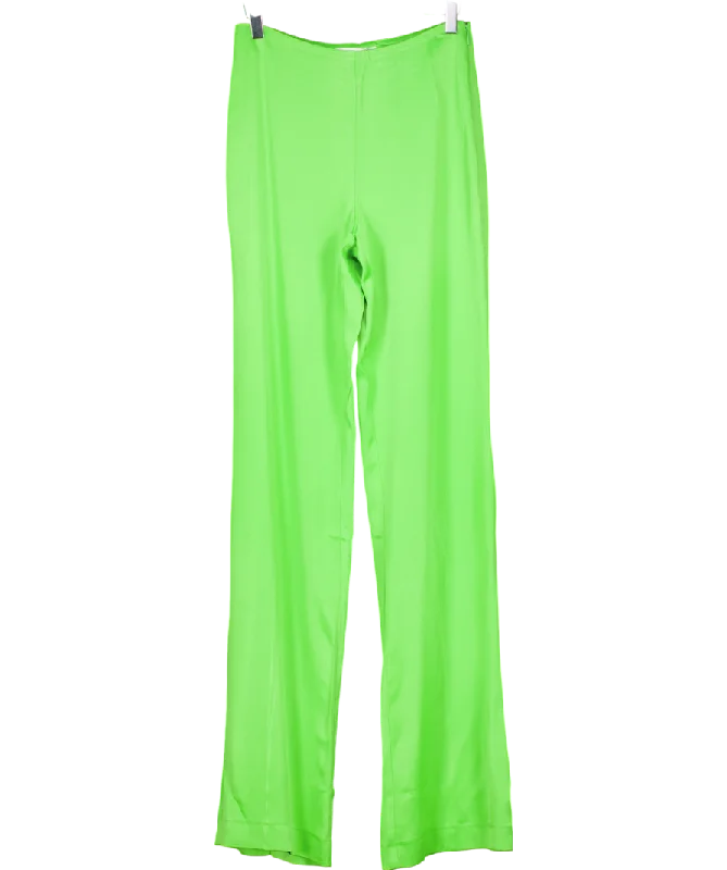 MANGO Green Penny Flowy Straight-fit Trousers UK S Trousers versatile all-occasion