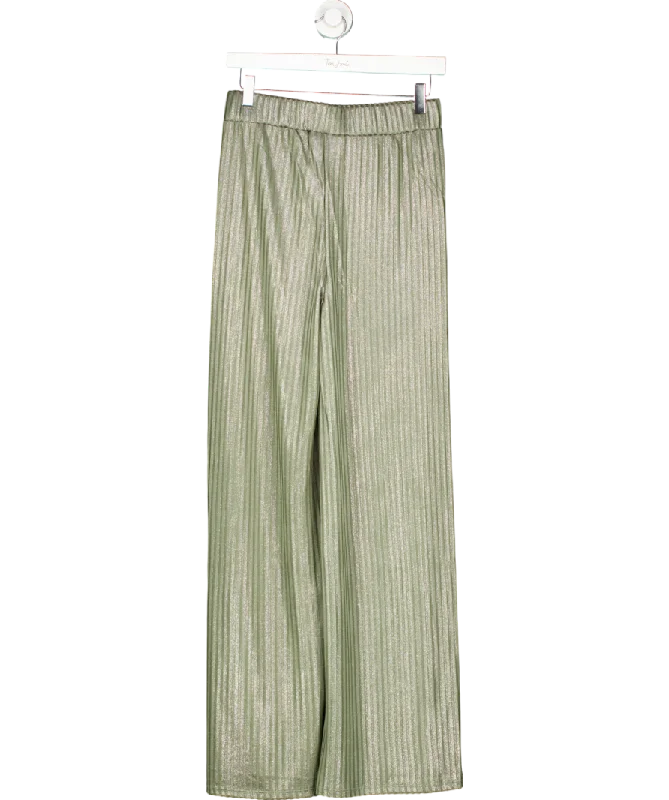 MANGO Green Wideleg Trousers With Elastic Waist UK S Trousers practical easy-care