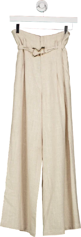 MOTF Beige Wide Leg Trousers UK M Trousers Fleece Cozy