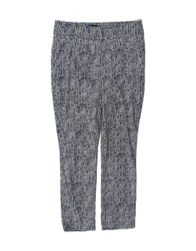 PHASE EIGHT Womens Slim Casual Trousers UK 12 Medium W30 L28 Blue Check Trousers Office Stylish