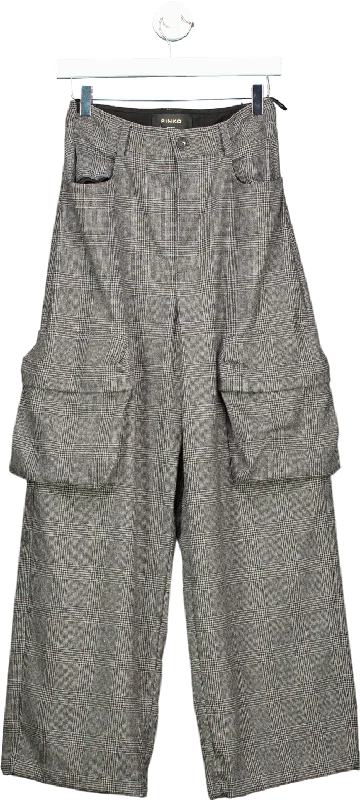 Pinko Grey Rhydon Pantalone Flanella Disegno Galles Trousers UK 6 Trousers Yoga Stretchy