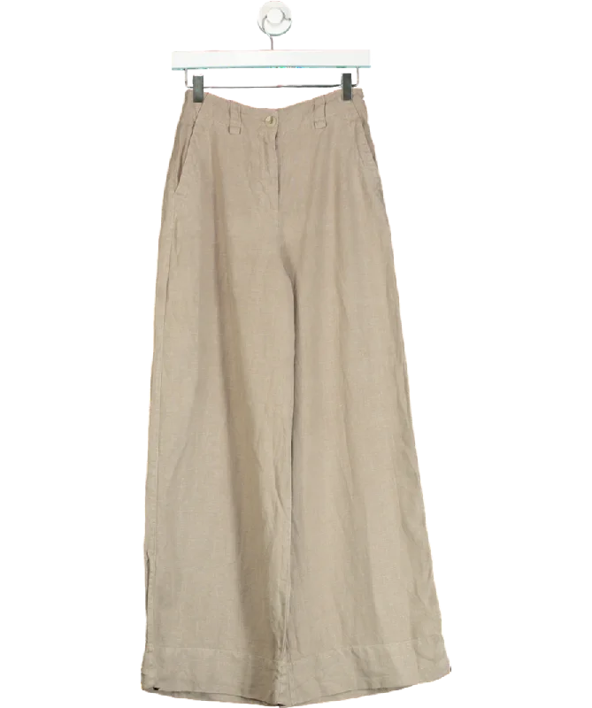 REISS Beige Linen Wide Leg Garment Dyed Trousers UK 4 Trousers Spring Floral