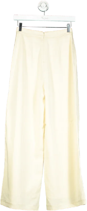 Sancia Cream High-Waisted Wide-Leg Trousers UK XS Trousers luxurious high-end