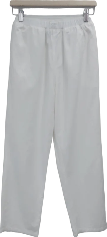 The Couture Club White Embroidered Emblem Trousers UK 6 Trousers Wedding White