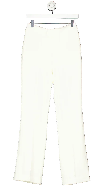 Tie For Her Cream Creamy White Mid Waisted Slightly Flared Trousers UK M Trousers Winter Warm