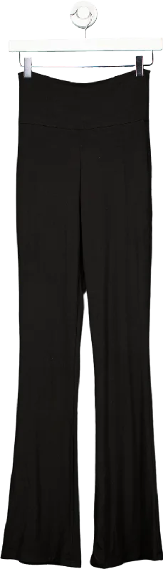 White Fox Black Flared Trousers XS Trousers Satin Smooth