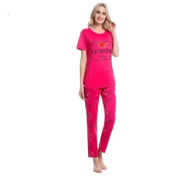 Women Night Suit | 2pc T-shirts With Printed Trouser | Winter Night Suit | Girls Cotton Sleepwear Trousers luxurious high-end